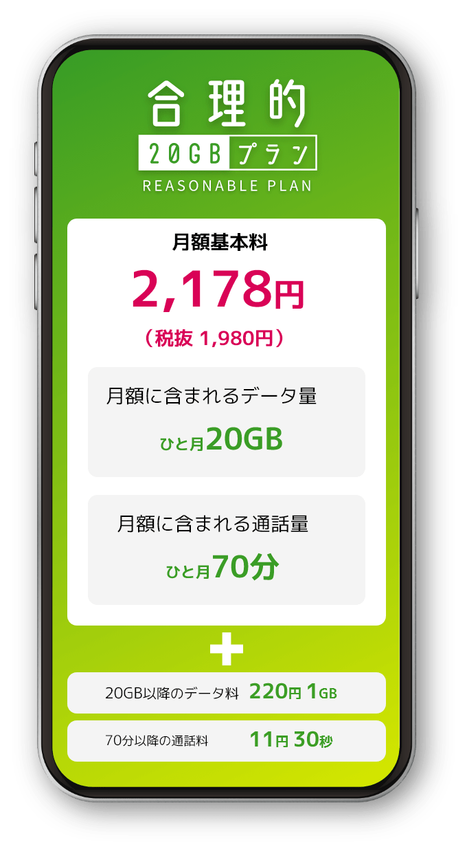 月額1980円の合理的20GBプラン 12月10日受付開始