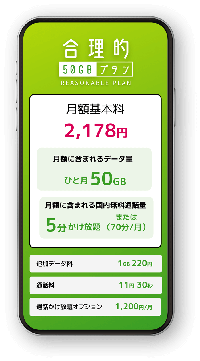 月額2,178円(税別1,980円)で大容量30GB。合理的30GBプラン