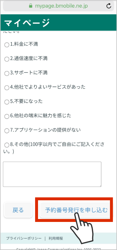 「発行する」ボタンを押します